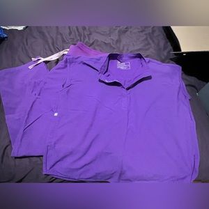 Large Kade Pants, Medium Rafael Top, Purple Fig Scrubs
